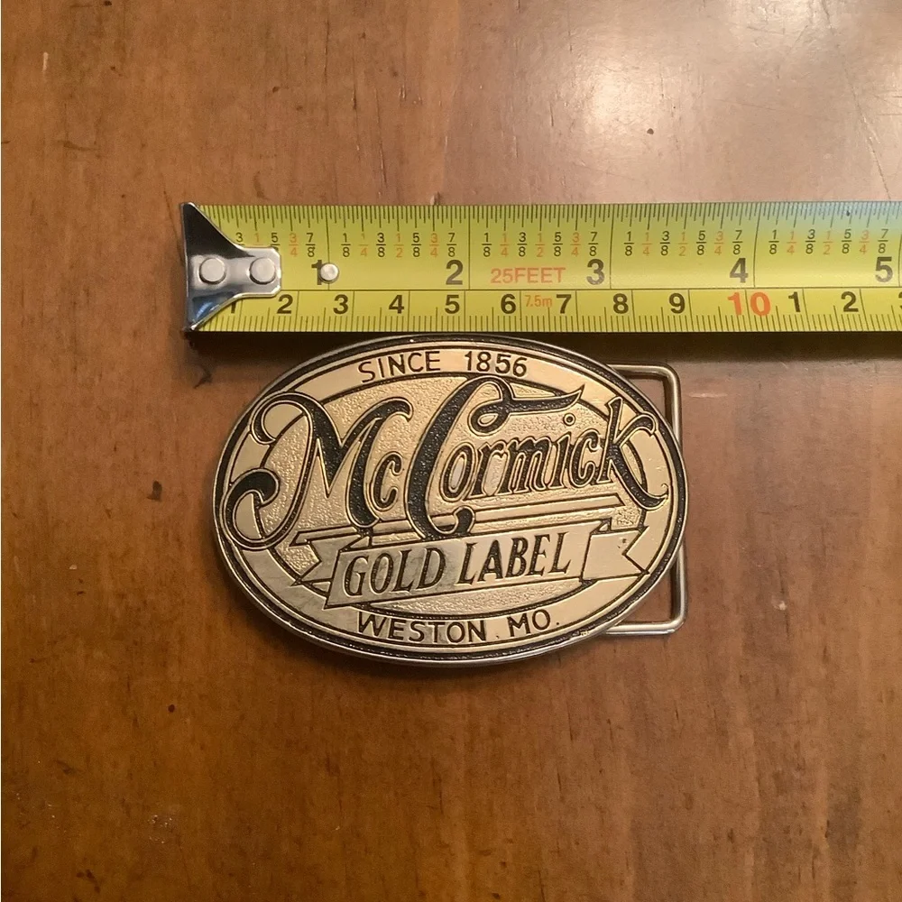 Vintage McCormick Gold Label Brass Belt Buckle